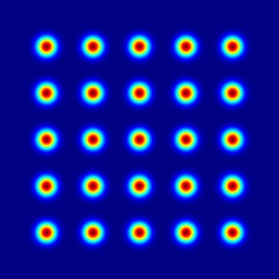 Fig. 1: 5x5 spots matrix output of a diffractive beam splitter