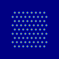 Diffractive beam splitter with hexagonal spots arrangement